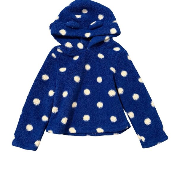 Harper Canyon Blue Polka Dot Sherpa Hoodie Pullover Jacket Size 4 - Picture 1 of 5